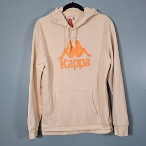 Kappa Mens Tan Hoodie Sweatshirt Medium Omini Logo Kangaroo Pocket Long Sleeve
